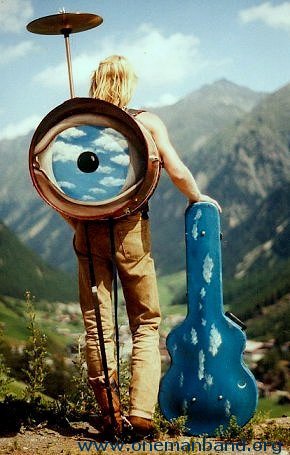 one man band with clouds